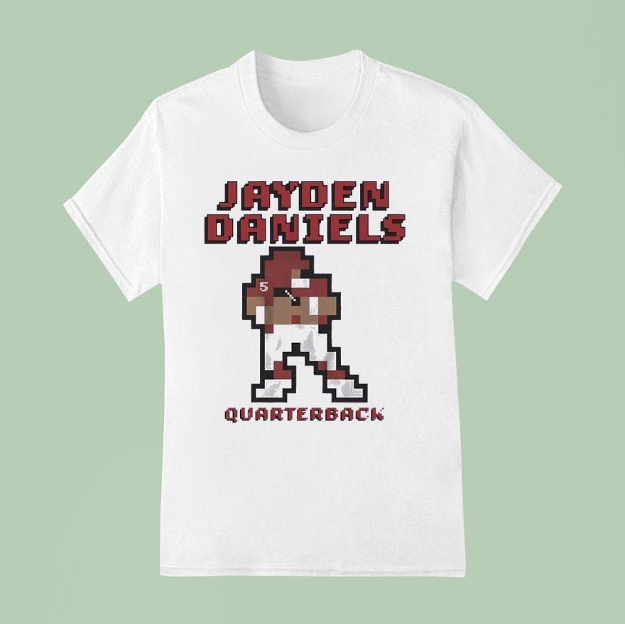 Jayden Daniels Quarterback Washington Commanders Football Pixel T Shirt