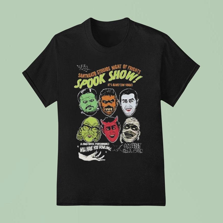 Joe Santagato Studios Night Of Frights Spook Show Studios Monster Mash Oct St Halloween Faces T Shirt