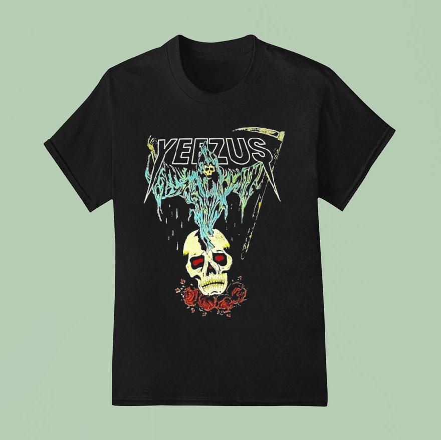 Kanye West Ye Yeezus Grim Reaper Skull And Roses T Shirt