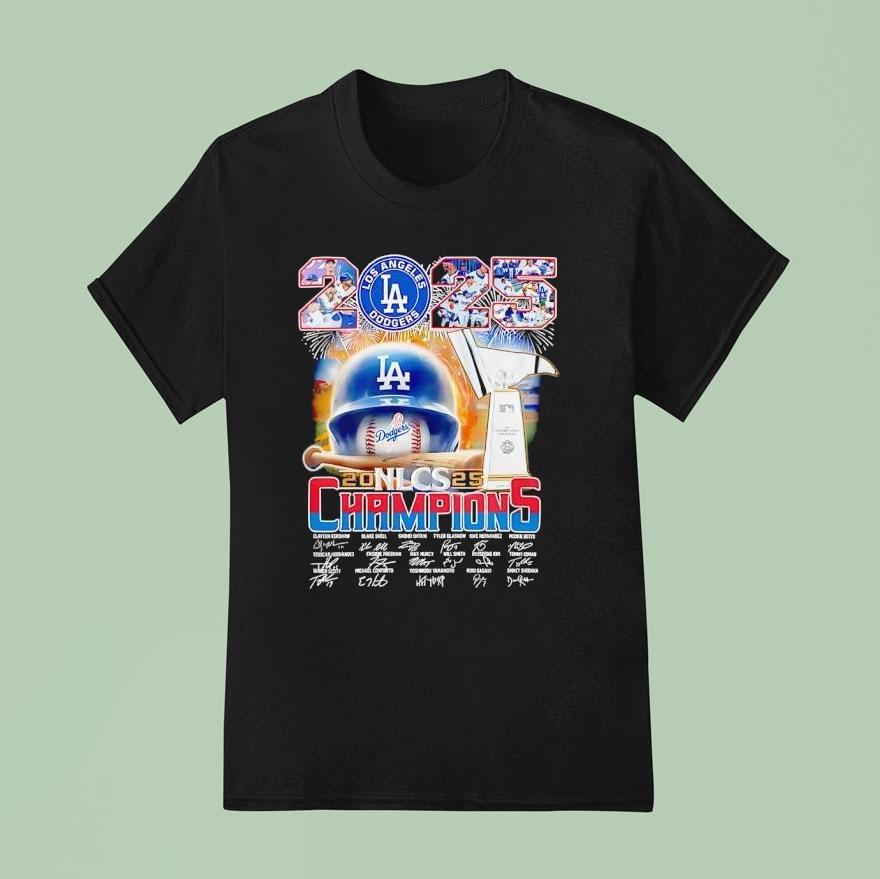 Los Angeles Dodgers National League Championship Team Signature T Shirt
