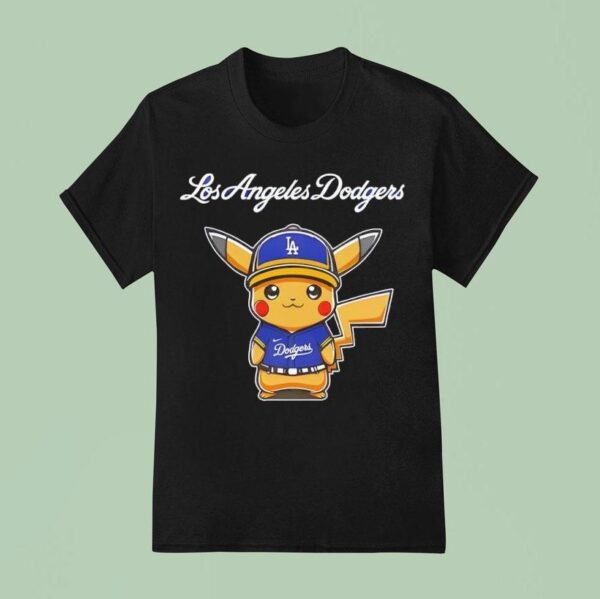 Los Angeles Dodgers X Pikachu Logo T Shirt