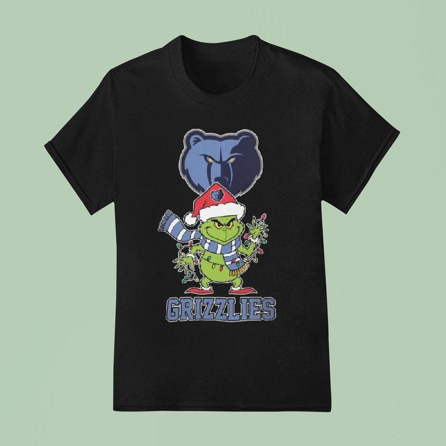Memphis Grizzlies X Grinch Santa Lights Christmas T Shirt