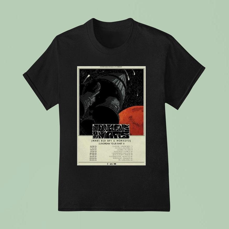 Monkey And Mars Red Sky European Tour T Shirt