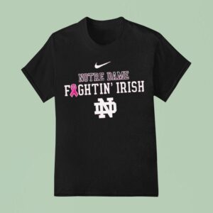 Notre Dame Fighting Irish Logo And Name Tackle Cancer Logo T Shirt