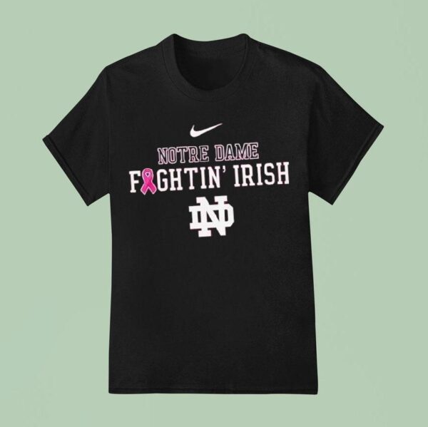 Notre Dame Fighting Irish Logo And Name Tackle Cancer Logo T Shirt