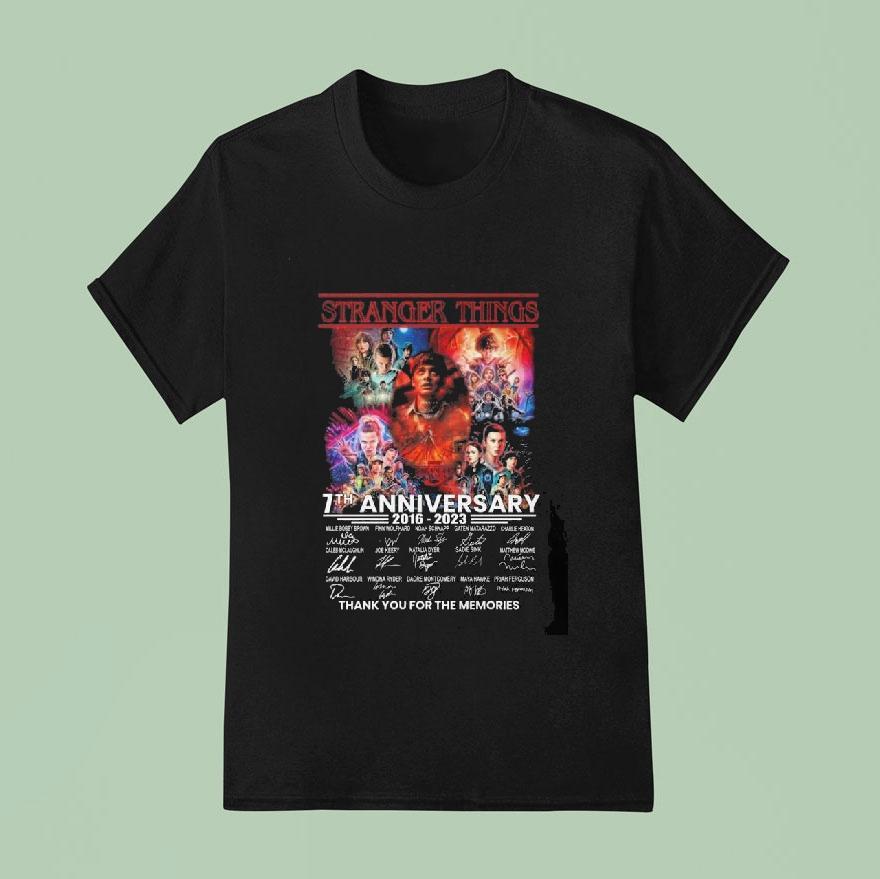 Original Stranger Things Th Anniversary Thank You For The Memories Signatures T Shirt