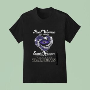 Real Women Love Football Smart Women Love The Baltimore Ravens Heart Diamond T Shirt