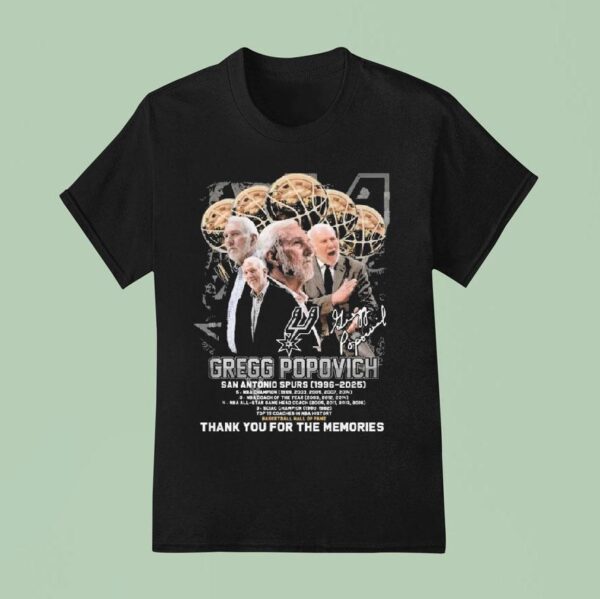 San Antonio Spurs Gregg Popovich Thank You For The Memories Signature T Shirt
