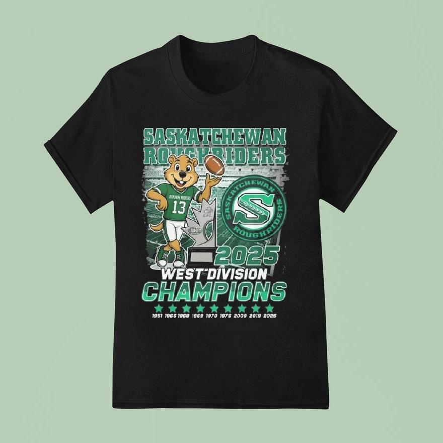 Saskatchewan Roughriders Mascot  West Division Champions   T Shirt