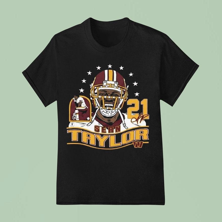 Sean Taylor Burgundy Washington Commanders Retired Player Classic Caricature T Shirt
