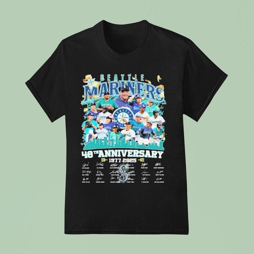 Seattle Mariners Th Anniversary Team Players Signatures T Shirt