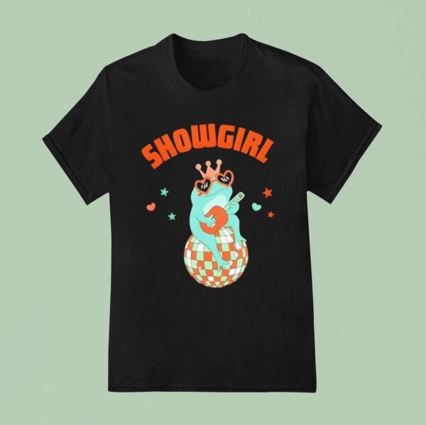Showgirl Frog Playing Guitar On A Mirror Ball T Shirt