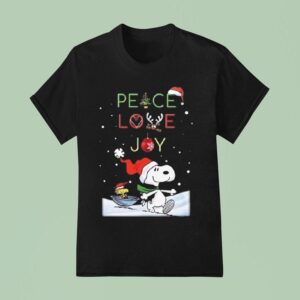 Snoopy And Woodstock Peace Love Joy Merry Christmas T Shirt
