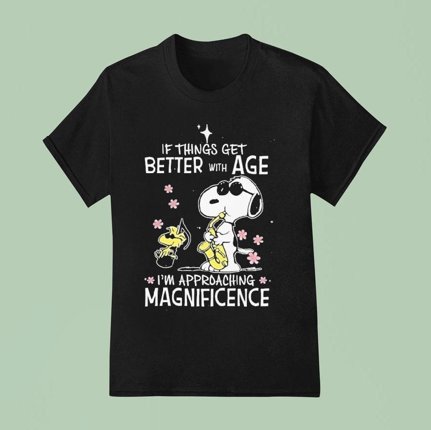 Snoopy And Woodstock The Peanuts If Things Get Better With Age I M Approaching Magnificen T Shirt