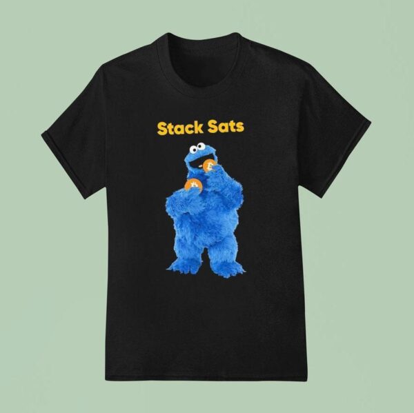 Stack Sats Cookie Monster Bitcoin T Shirt