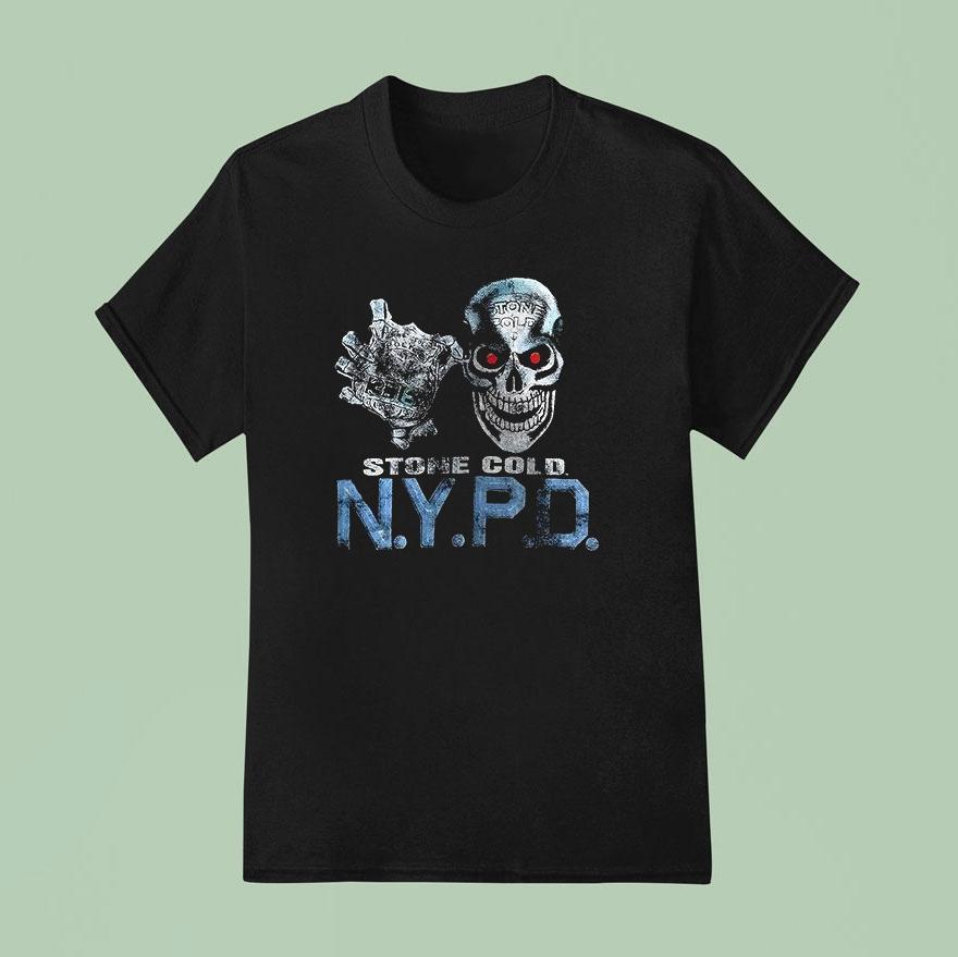 Stone Cold Nypd Nock Your Punkass Down Skull T Shirt