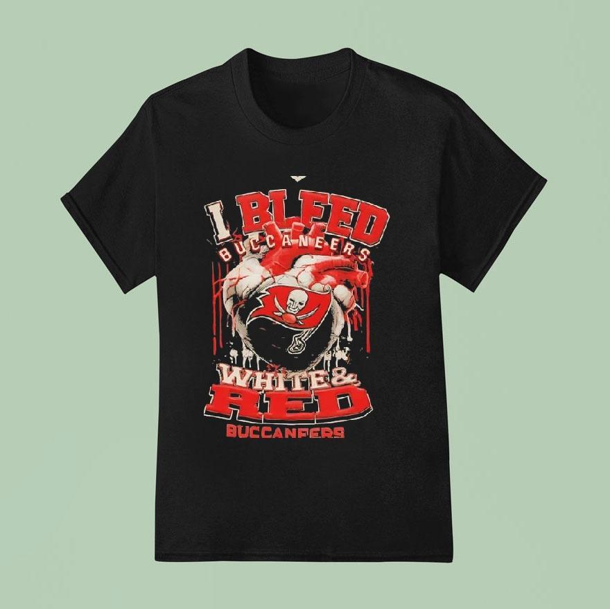 Tampa Bay Buccaneers I Bleed Buccaneers White Red Logo T Shirt