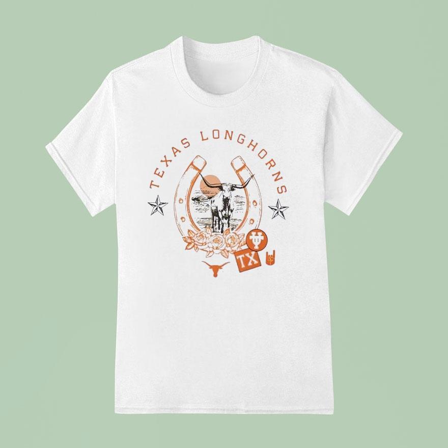 Texas Longhorns Bevo In Horseshoe African Buffalo T Shirt