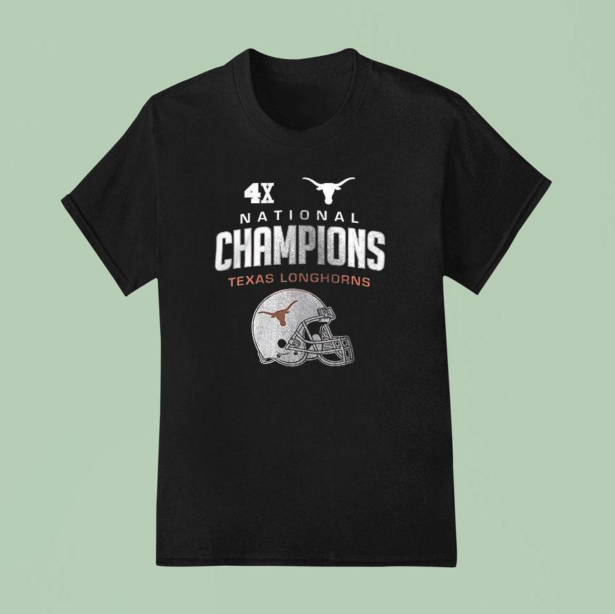 Texas Longhorns Commemorative Football X National Champions Hook Em Horns Helme T Shirt
