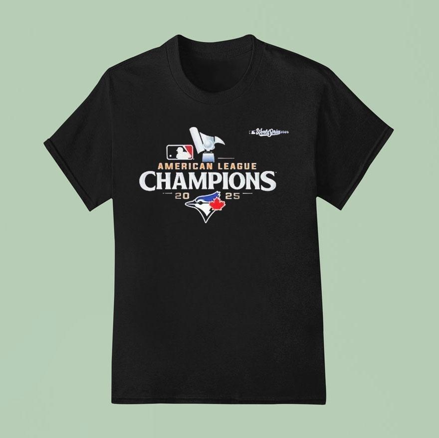 Toronto Blue Jays American League Champions World Series  Trophy Logo T Shirt