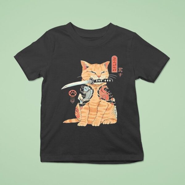 Cats Japanese Samurai Ninja Cat Kawaii Tattoo T Shirt