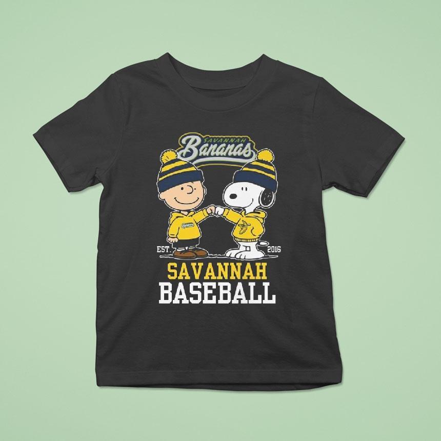 Charlie Brown And Snoopy Savannah Bananas Baseball T Shirt Charlie Brown And Snoopy Savannah Bananas Baseball T Shirt