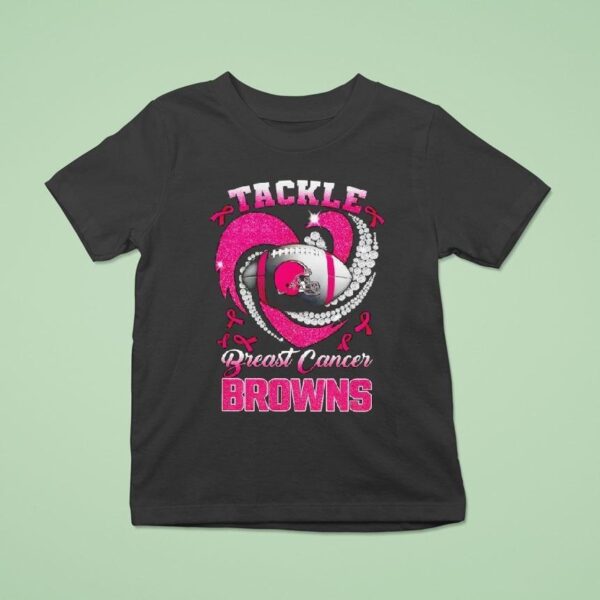 Cleveland Browns Breast Cancer Awareness Tackle Hear T Shirt