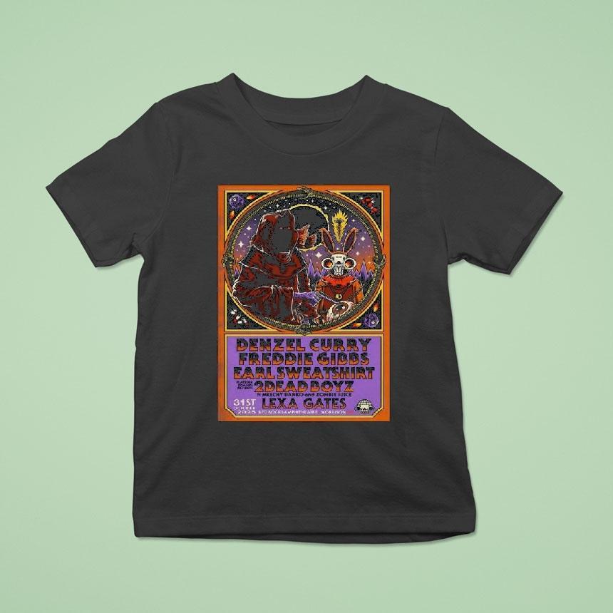 Denzel Curry And Freddie Gibbs With Earl October Red Rocks Amphitheatre In Morrison Co T Shirt Denzel Curry And Freddie Gibbs With Earl October Red Rocks Amphitheatre In Morrison Co T Shirt