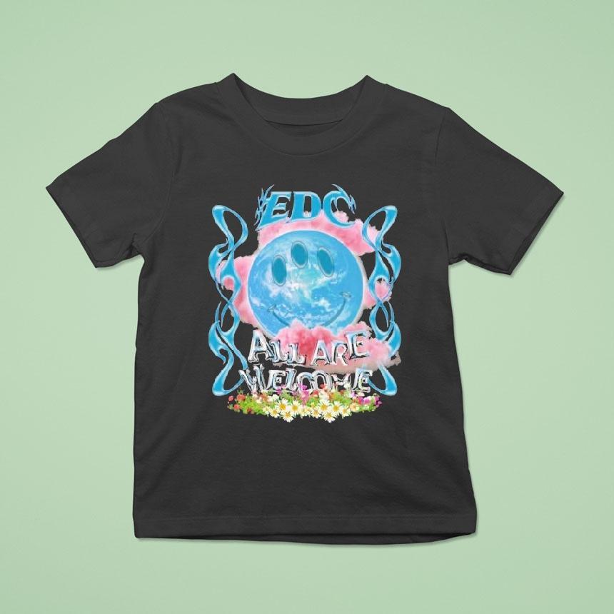 Edc All Are Welcome Smiley Earth T Shirt Edc All Are Welcome Smiley Earth T Shirt