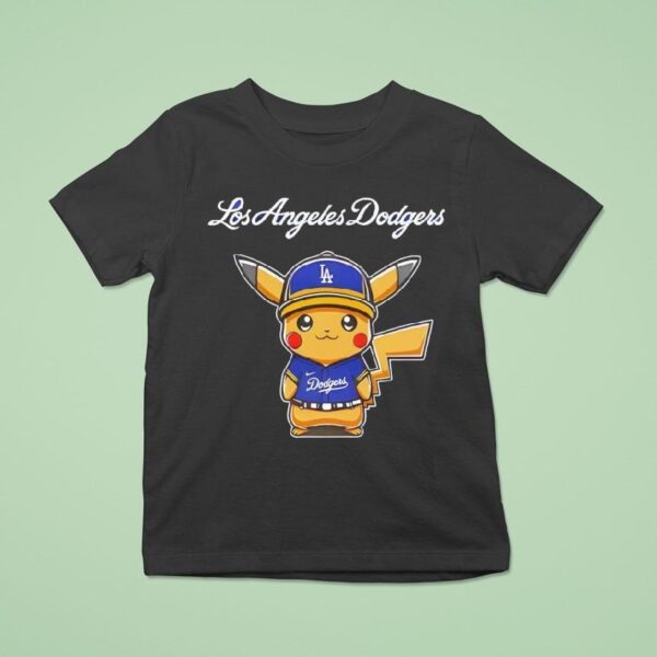Los Angeles Dodgers X Pikachu Logo T Shirt