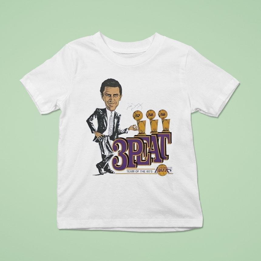 Los Angeles Lakers Pat Riley Peat Team Of The S Signature T Shirt Los Angeles Lakers Pat Riley Peat Team Of The S Signature T Shirt