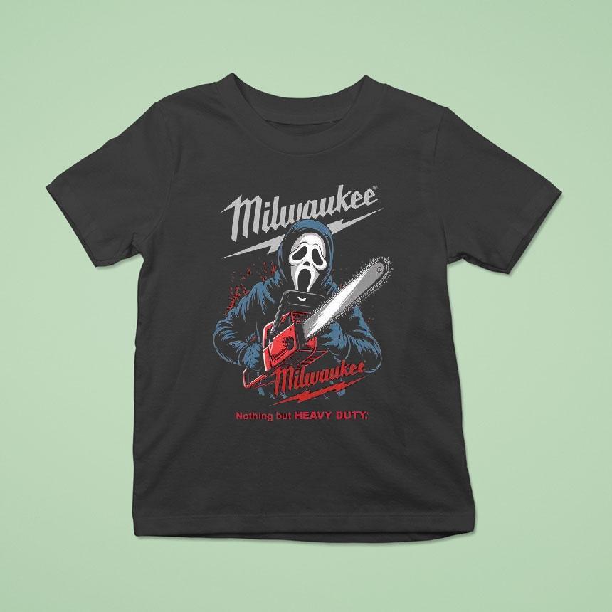 Milwaukee Tools Ghost Face With Chainsaw Halloween T Shirt Milwaukee Tools Ghost Face With Chainsaw Halloween T Shirt