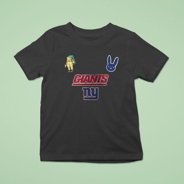 New York Giants X Bad Bunny Super Bowl Football Logo Signature T Shirt
