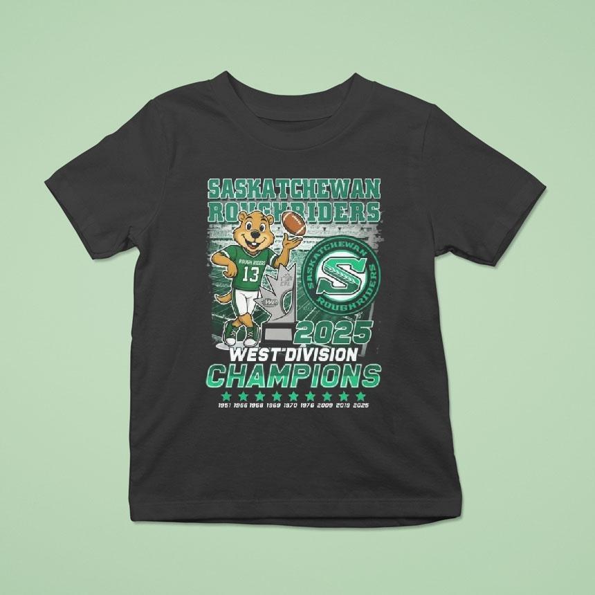 Saskatchewan Roughriders Mascot West Division Champions T Shirt Saskatchewan Roughriders Mascot West Division Champions T Shirt
