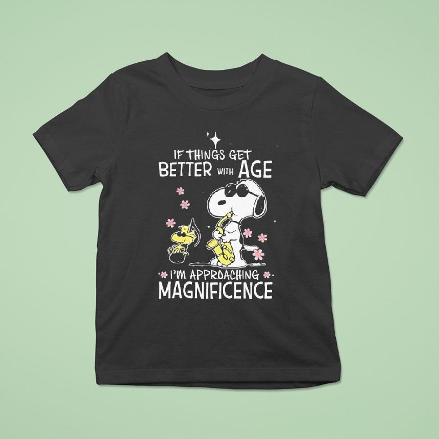 Snoopy And Woodstock The Peanuts If Things Get Better With Age I M Approaching Magnificen T Shirt Snoopy And Woodstock The Peanuts If Things Get Better With Age I M Approaching Magnificen T Shirt
