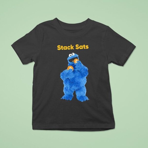 Stack Sats Cookie Monster Bitcoin T Shirt