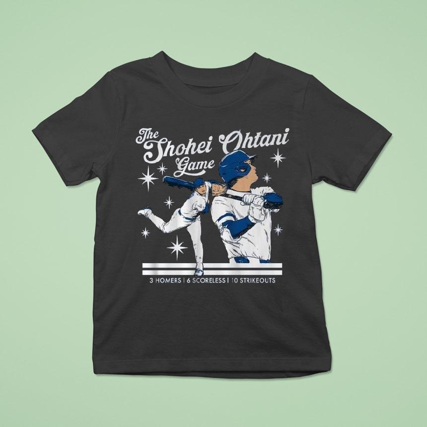 The Shohei Ohtani Game Homers Scoreless Strikeouts T Shirt The Shohei Ohtani Game Homers Scoreless Strikeouts T Shirt