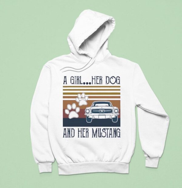 A Girl Her Dog And Her Mustang Vintage Hoodie