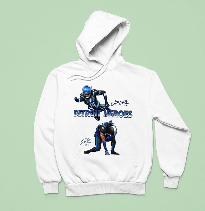 Amon Ra St Brown Flash Detroit Lions Heroes Signature Hoodie Amon Ra St Brown Flash Detroit Lions Heroes Signature Hoodie