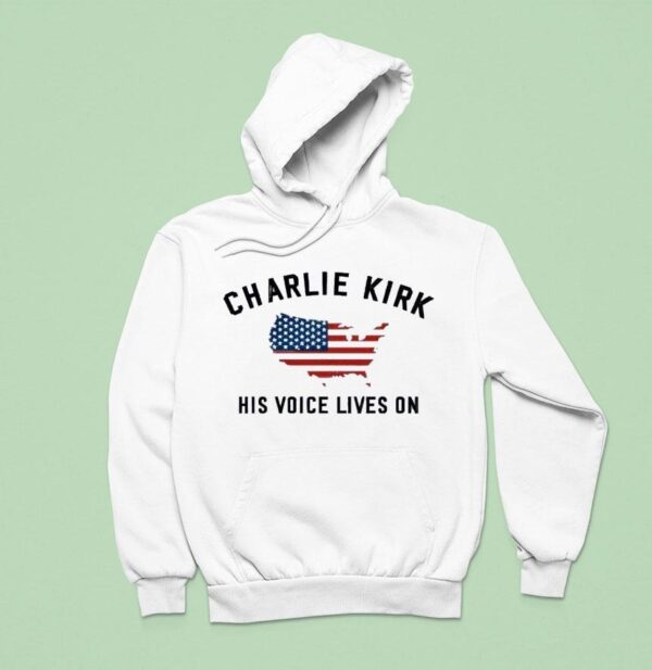 Charlie Kirk His Voice Lives On Printed Casual Hoodie