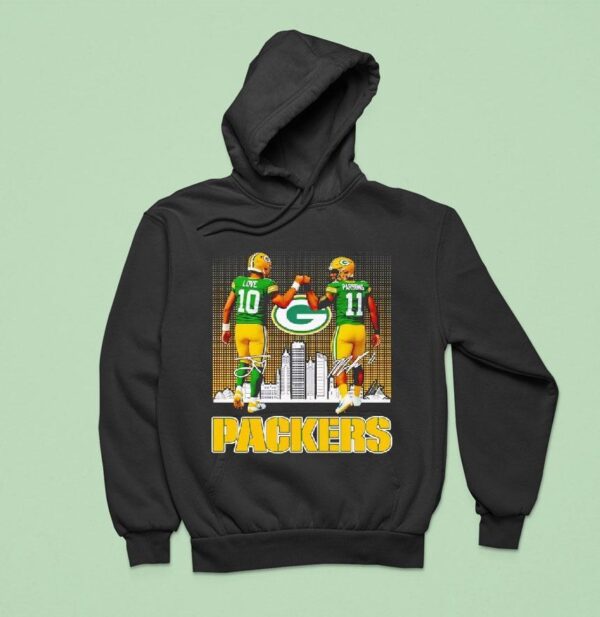 Green Bay Packers City Skyline Jordan Love And Micah Parsons Signatures Hoodie