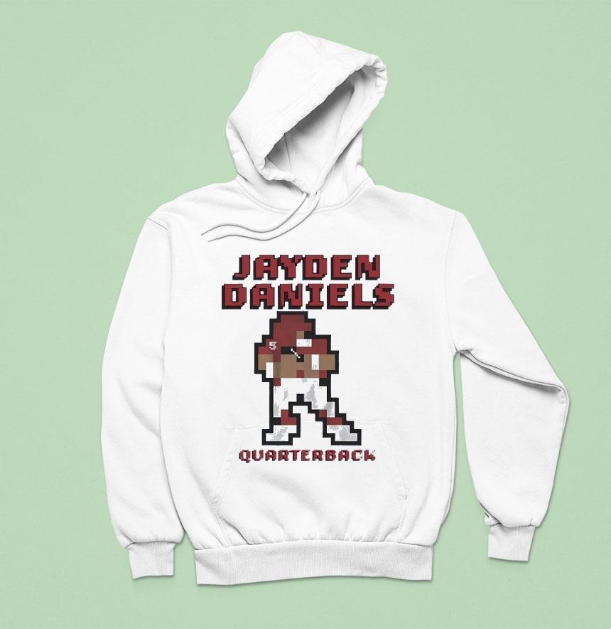 Jayden Daniels Quarterback Washington Commanders Football Pixel Hoodie Jayden Daniels Quarterback Washington Commanders Football Pixel Hoodie