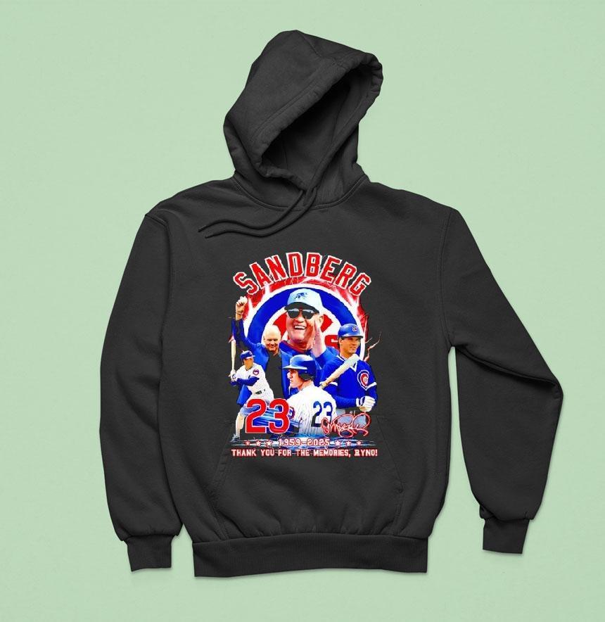 Ryne Sandberg Chicago Cubs Thank You For The Memories Signature Hoodie Ryne Sandberg Chicago Cubs Thank You For The Memories Signature Hoodie