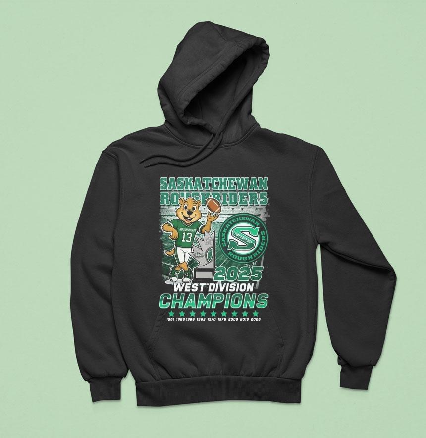 Saskatchewan Roughriders Mascot West Division Champions Hoodie Saskatchewan Roughriders Mascot West Division Champions Hoodie