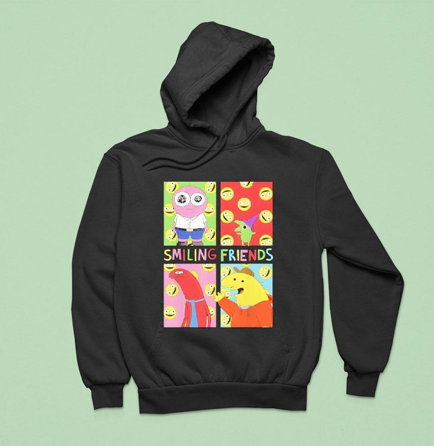 Smiling Friends Pop Art Character Grid Funny Cartoon Hoodie Smiling Friends Pop Art Character Grid Funny Cartoon Hoodie