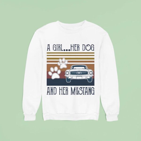 A Girl Her Dog And Her Mustang Vintage Sweatshirt