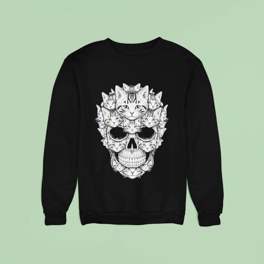 A Skull But It S Cats Kitty Skeleton Halloween Cat Skull Sweatshirt A Skull But It S Cats Kitty Skeleton Halloween Cat Skull Sweatshirt
