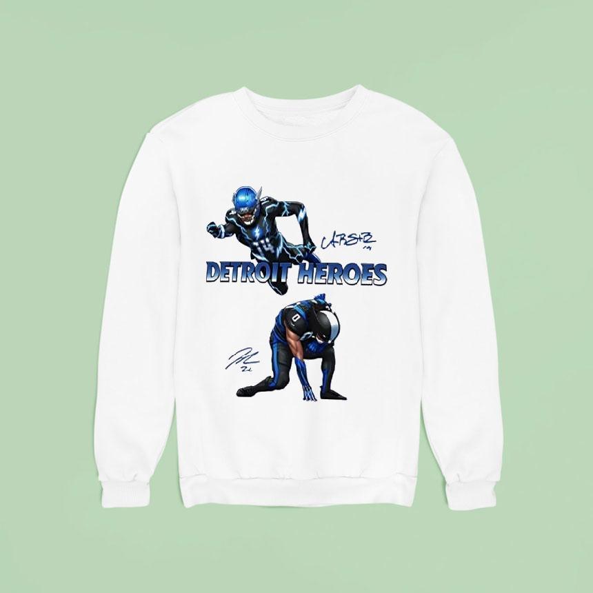 Amon Ra St Brown Flash Detroit Lions Heroes Signature Sweatshirt Amon Ra St Brown Flash Detroit Lions Heroes Signature Sweatshirt