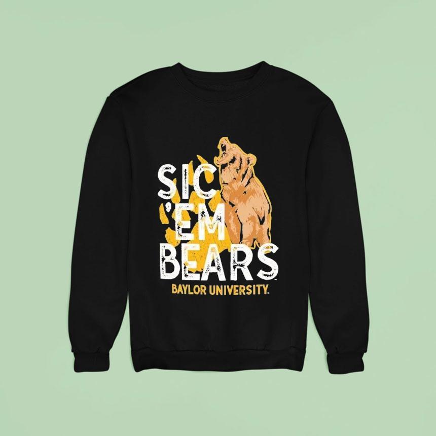 Baylor Bears Olive Sic Em Bears Roar University Logo Sweatshirt Baylor Bears Olive Sic Em Bears Roar University Logo Sweatshirt