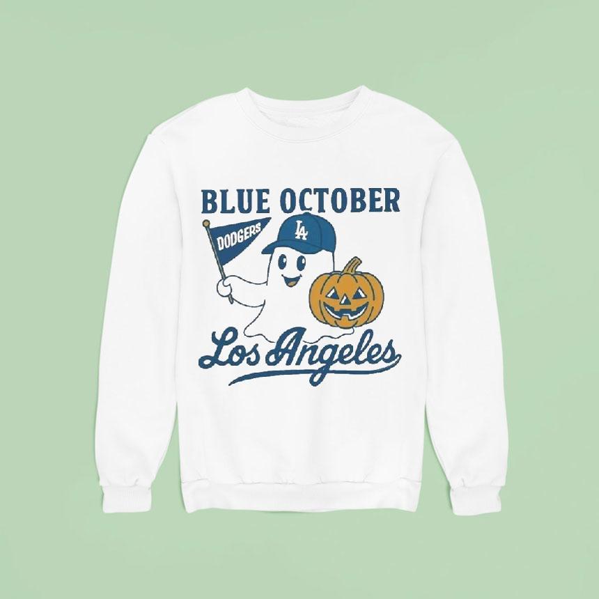 Blue October Ghost Dodgers Sweatshirt Blue October Ghost Dodgers Sweatshirt